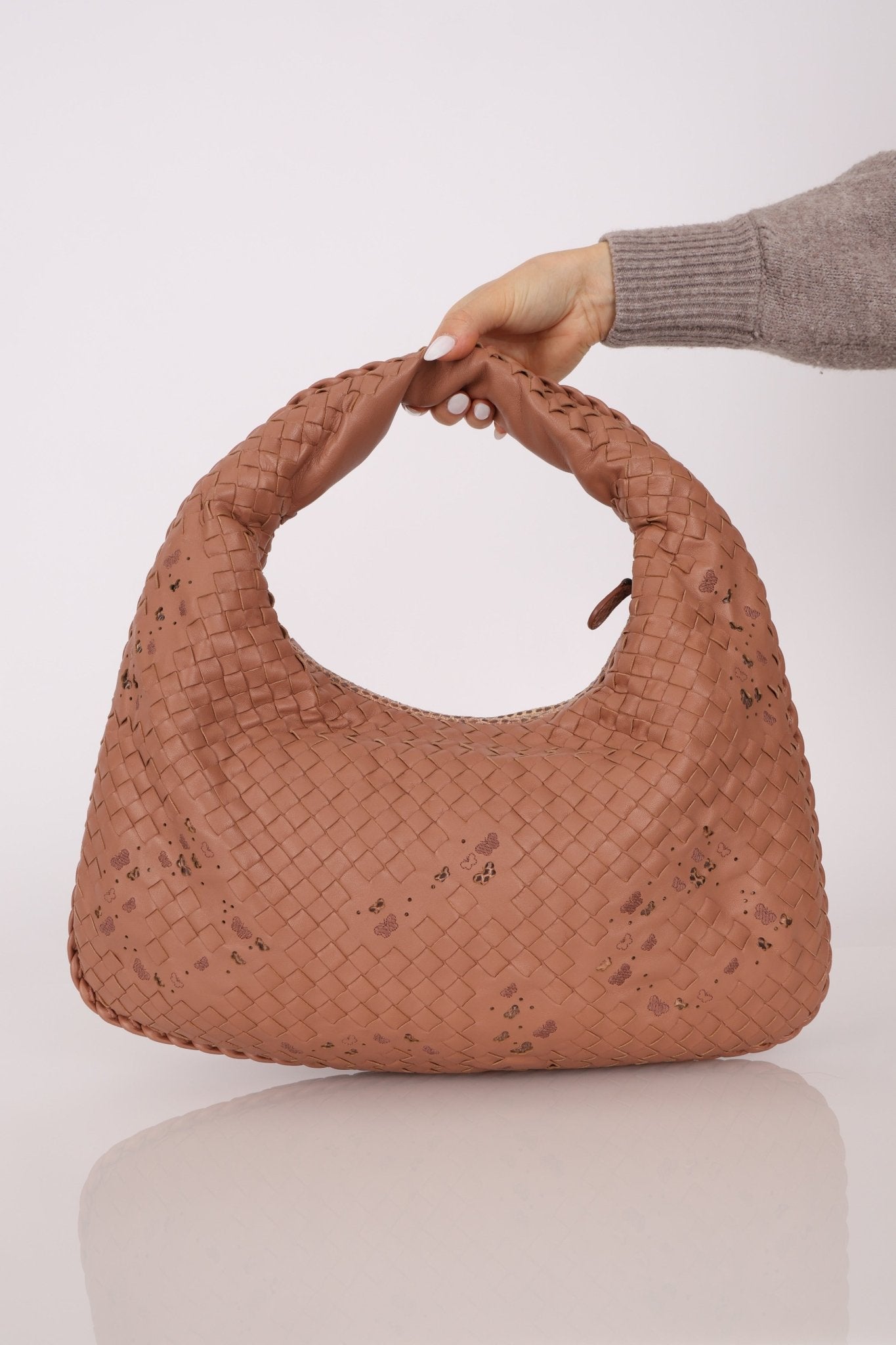 Ultra - Rare Bottega Veneta Medium Lambskin Exotic Butterfly Intrecciato Medium Hobo - FashioNica