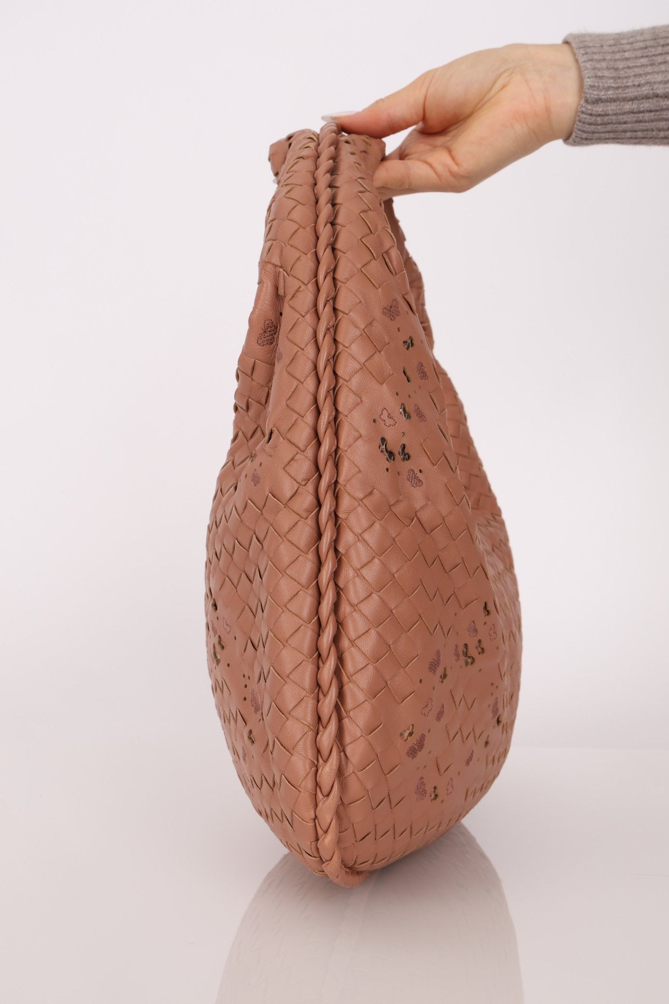 Ultra - Rare Bottega Veneta Medium Lambskin Exotic Butterfly Intrecciato Medium Hobo - FashioNica