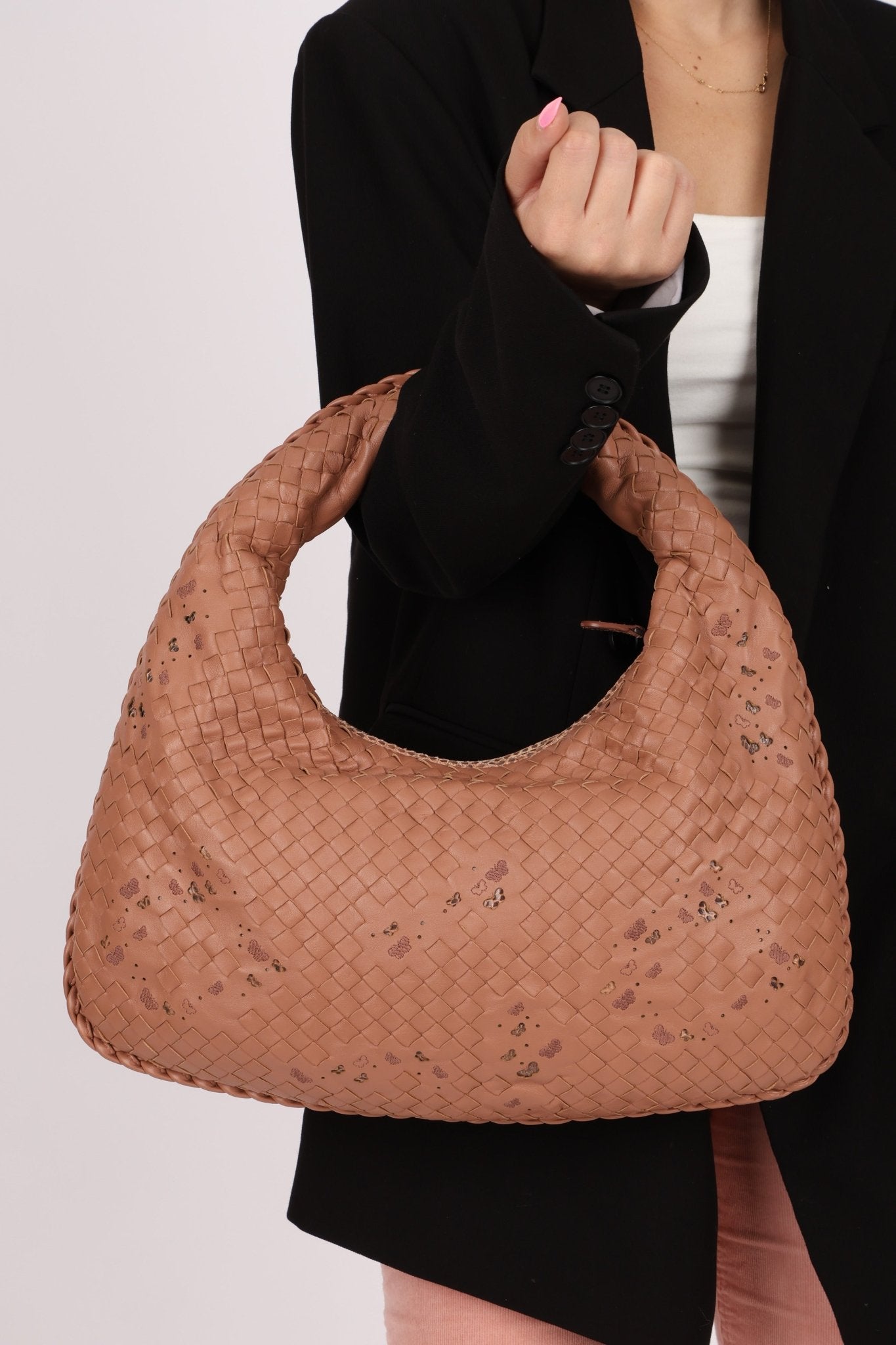 Ultra - Rare Bottega Veneta Medium Lambskin Exotic Butterfly Intrecciato Medium Hobo - FashioNica