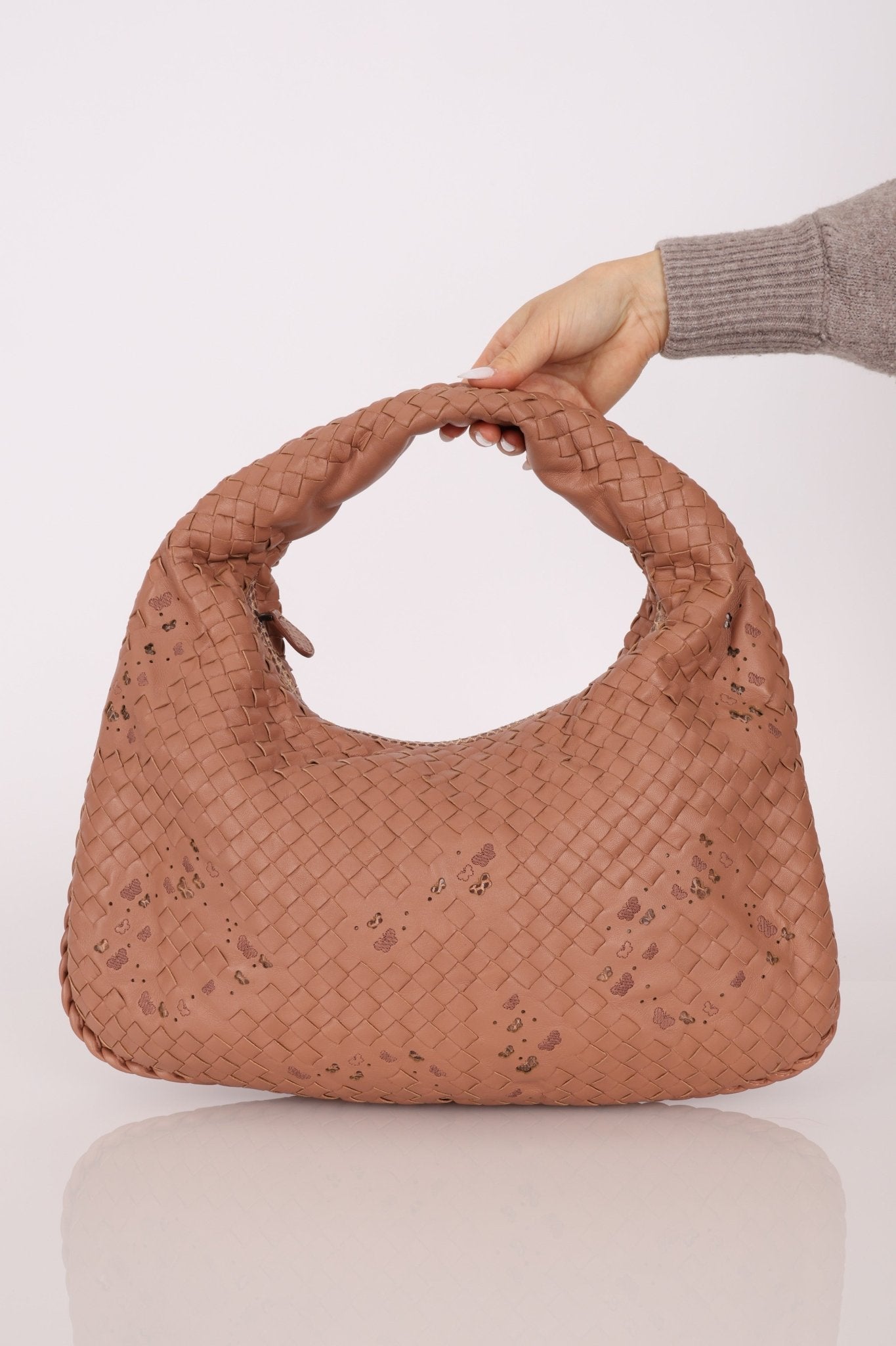 Ultra - Rare Bottega Veneta Medium Lambskin Exotic Butterfly Intrecciato Medium Hobo - FashioNica