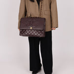 Ultra - Rare Chanel 1991 Dark Bordeaux Lambskin Maxi Double CC Flap Bag 24K GP - FashioNica