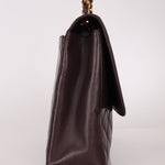 Ultra - Rare Chanel 1991 Dark Bordeaux Lambskin Maxi Double CC Flap Bag 24K GP - FashioNica