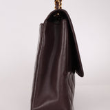 Ultra - Rare Chanel 1991 Dark Bordeaux Lambskin Maxi Double CC Flap Bag 24K GP - FashioNica