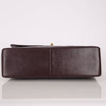 Ultra - Rare Chanel 1991 Dark Bordeaux Lambskin Maxi Double CC Flap Bag 24K GP - FashioNica