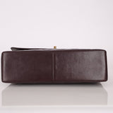 Ultra - Rare Chanel 1991 Dark Bordeaux Lambskin Maxi Double CC Flap Bag 24K GP - FashioNica