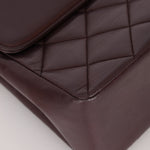Ultra - Rare Chanel 1991 Dark Bordeaux Lambskin Maxi Double CC Flap Bag 24K GP - FashioNica