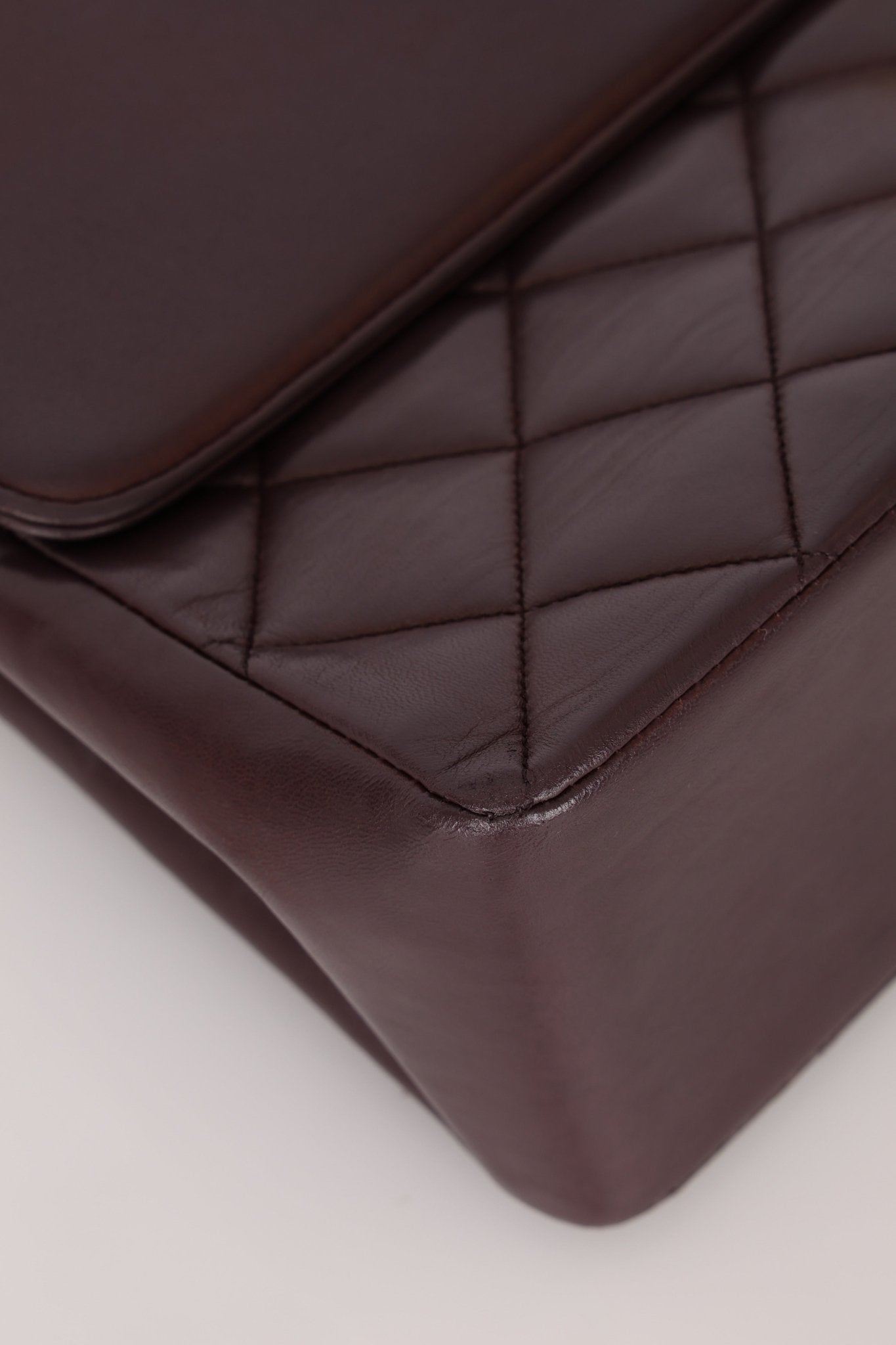 Ultra - Rare Chanel 1991 Dark Bordeaux Lambskin Maxi Double CC Flap Bag 24K GP - FashioNica