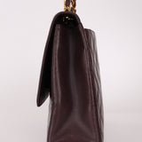 Ultra - Rare Chanel 1991 Dark Bordeaux Lambskin Maxi Double CC Flap Bag 24K GP - FashioNica