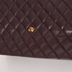 Ultra - Rare Chanel 1991 Dark Bordeaux Lambskin Maxi Double CC Flap Bag 24K GP - FashioNica