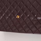 Ultra - Rare Chanel 1991 Dark Bordeaux Lambskin Maxi Double CC Flap Bag 24K GP - FashioNica