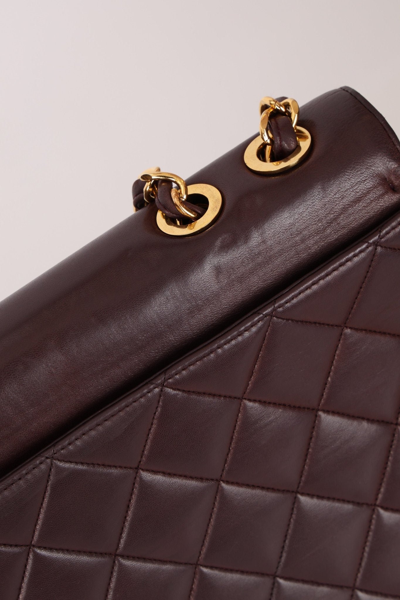 Ultra - Rare Chanel 1991 Dark Bordeaux Lambskin Maxi Double CC Flap Bag 24K GP - FashioNica