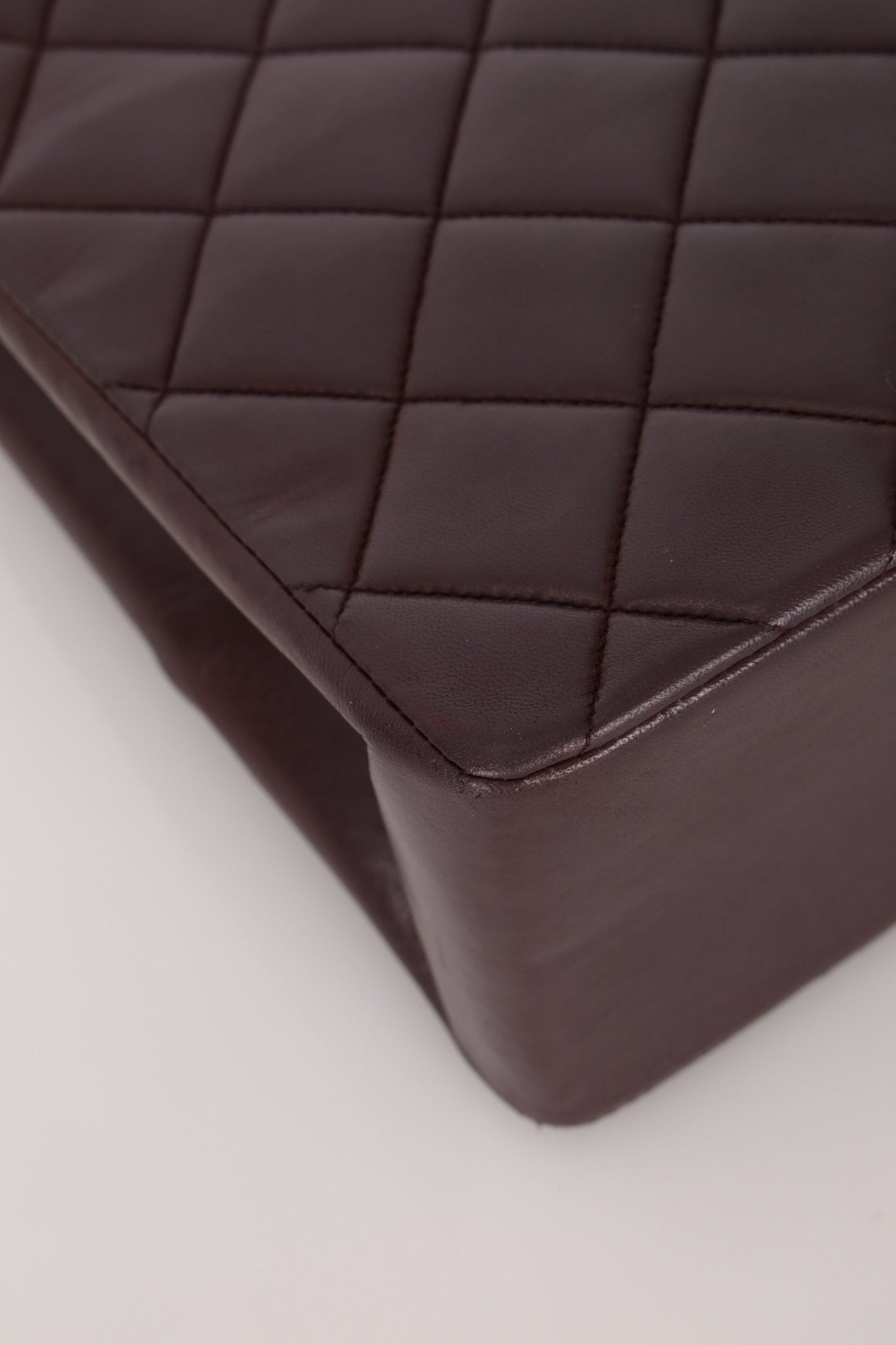 Ultra - Rare Chanel 1991 Dark Bordeaux Lambskin Maxi Double CC Flap Bag 24K GP - FashioNica