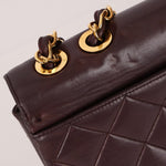 Ultra - Rare Chanel 1991 Dark Bordeaux Lambskin Maxi Double CC Flap Bag 24K GP - FashioNica