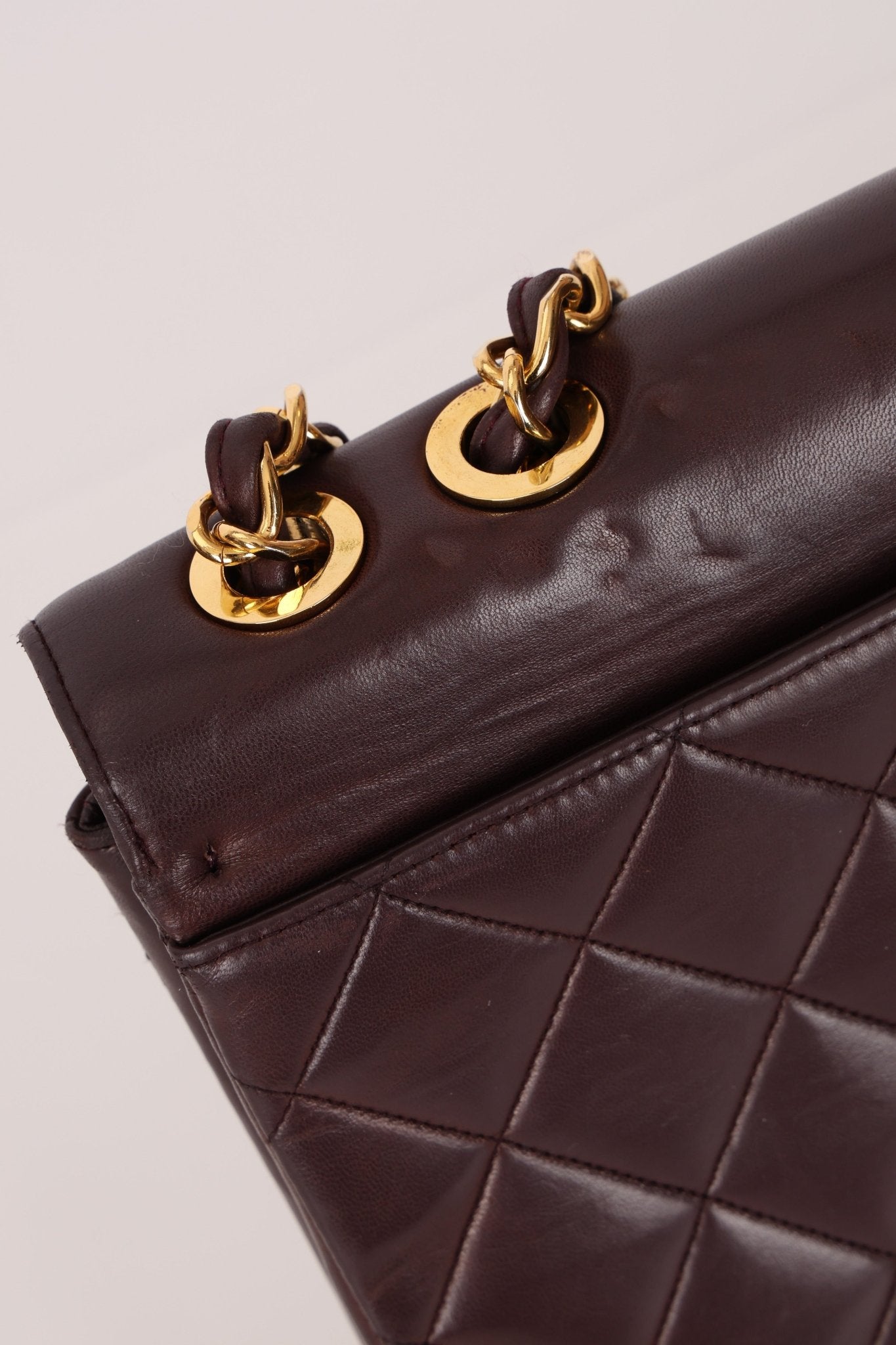 Ultra - Rare Chanel 1991 Dark Bordeaux Lambskin Maxi Double CC Flap Bag 24K GP - FashioNica