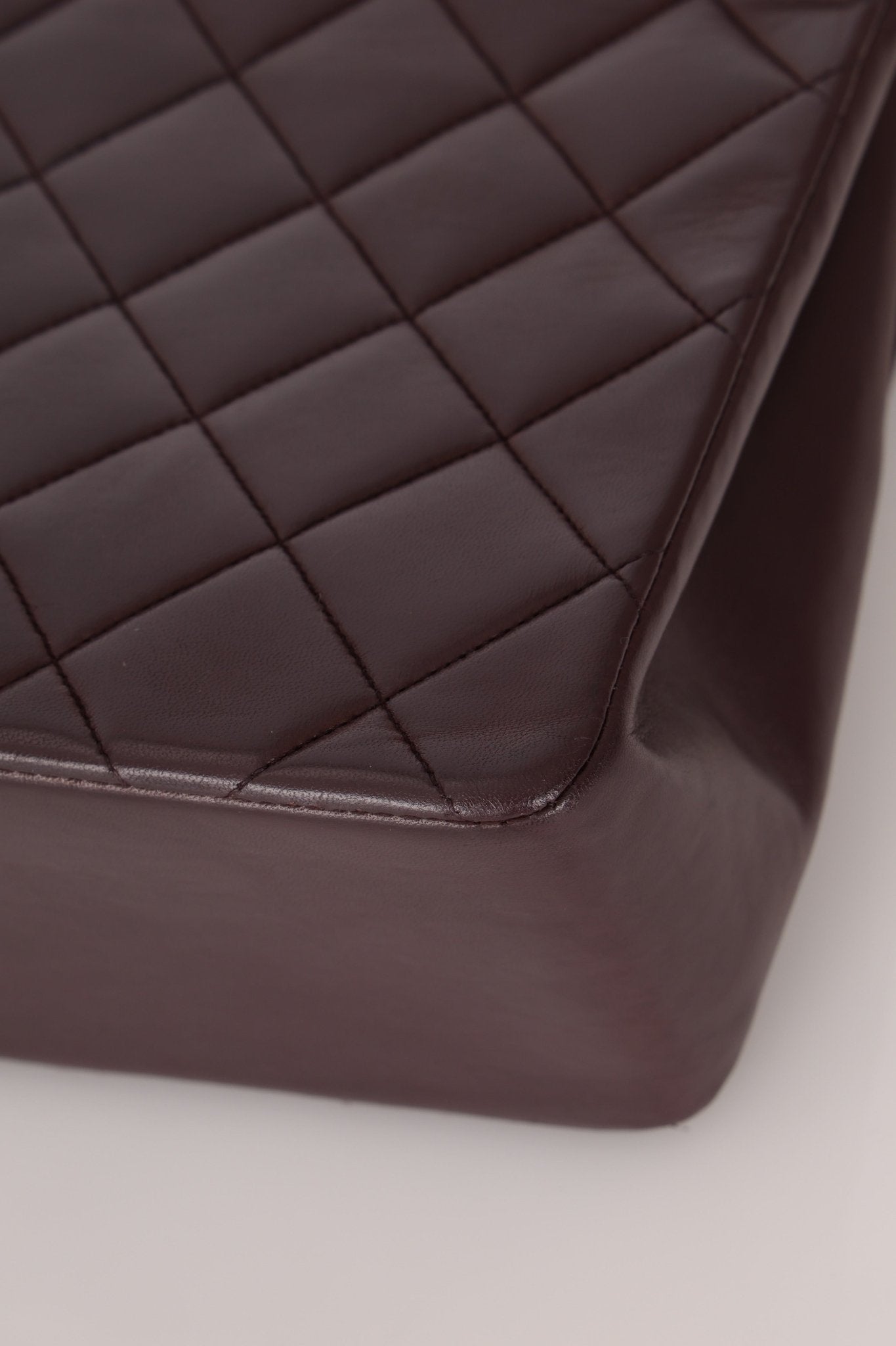 Ultra - Rare Chanel 1991 Dark Bordeaux Lambskin Maxi Double CC Flap Bag 24K GP - FashioNica