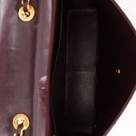 Ultra - Rare Chanel 1991 Dark Bordeaux Lambskin Maxi Double CC Flap Bag 24K GP - FashioNica