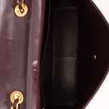 Ultra - Rare Chanel 1991 Dark Bordeaux Lambskin Maxi Double CC Flap Bag 24K GP - FashioNica