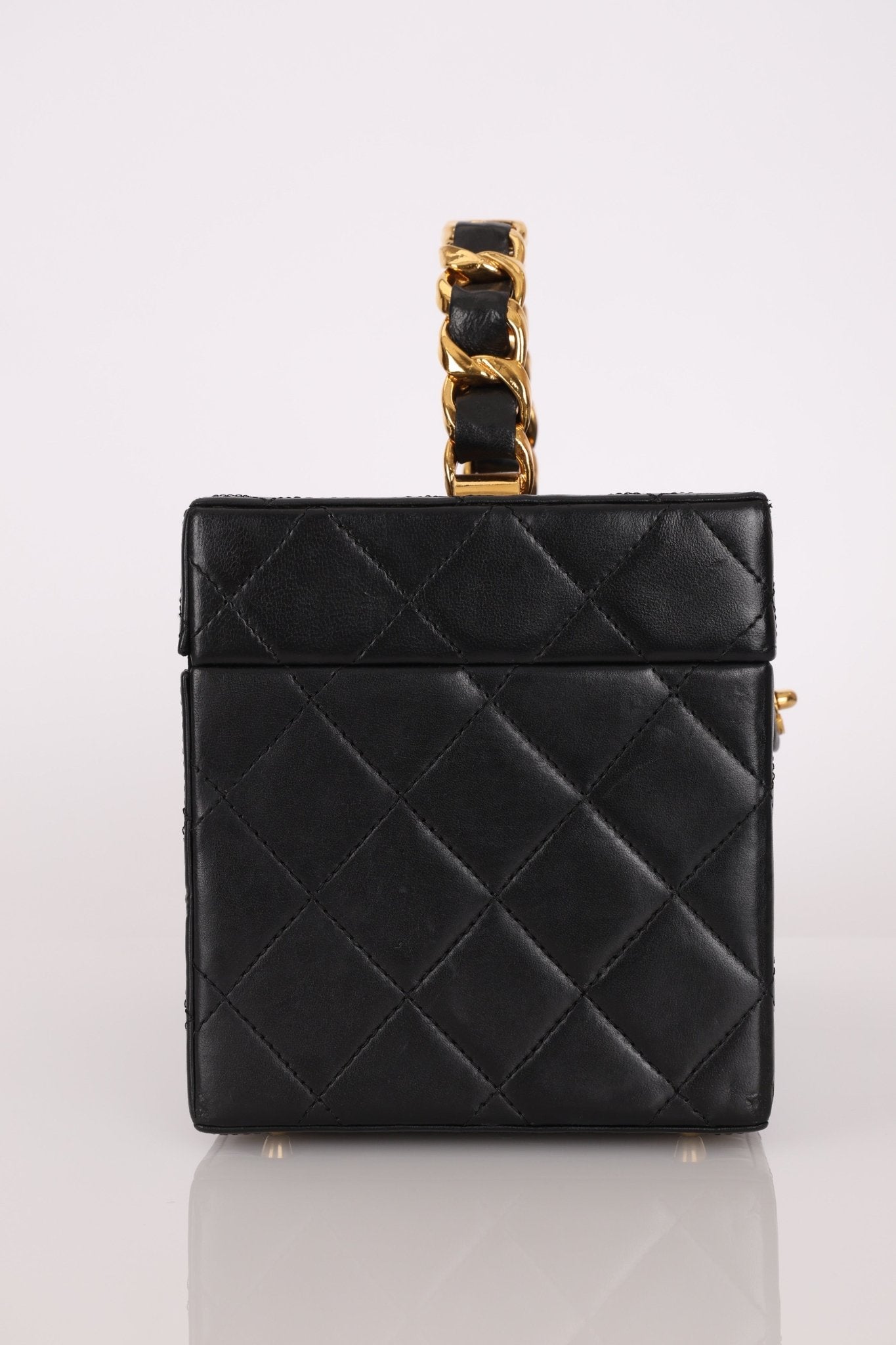 Ultra - Rare Chanel 1992 Lambskin Beauty Train Trunk Vanity Case 24K GP - FashioNica