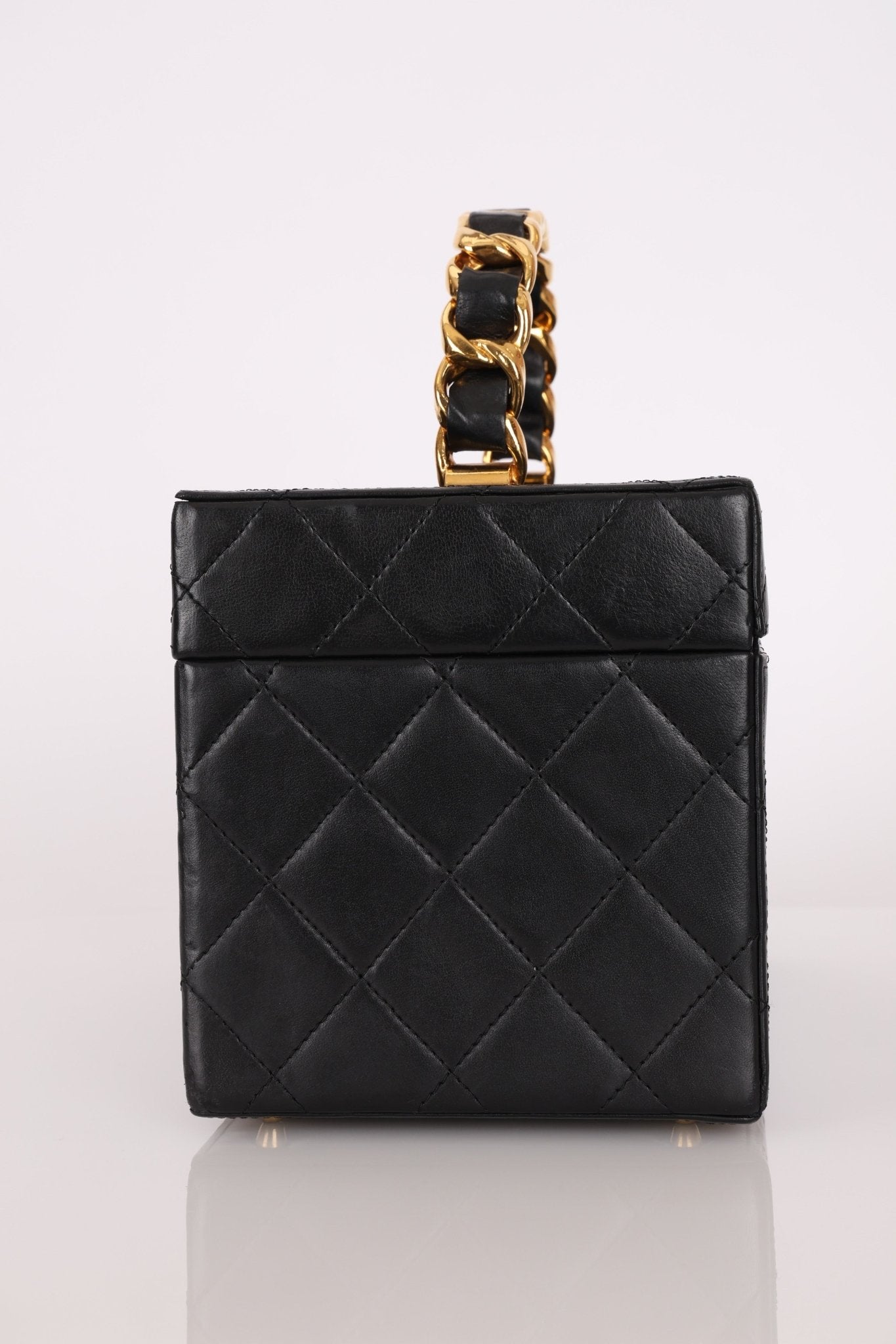 Ultra - Rare Chanel 1992 Lambskin Beauty Train Trunk Vanity Case 24K GP - FashioNica