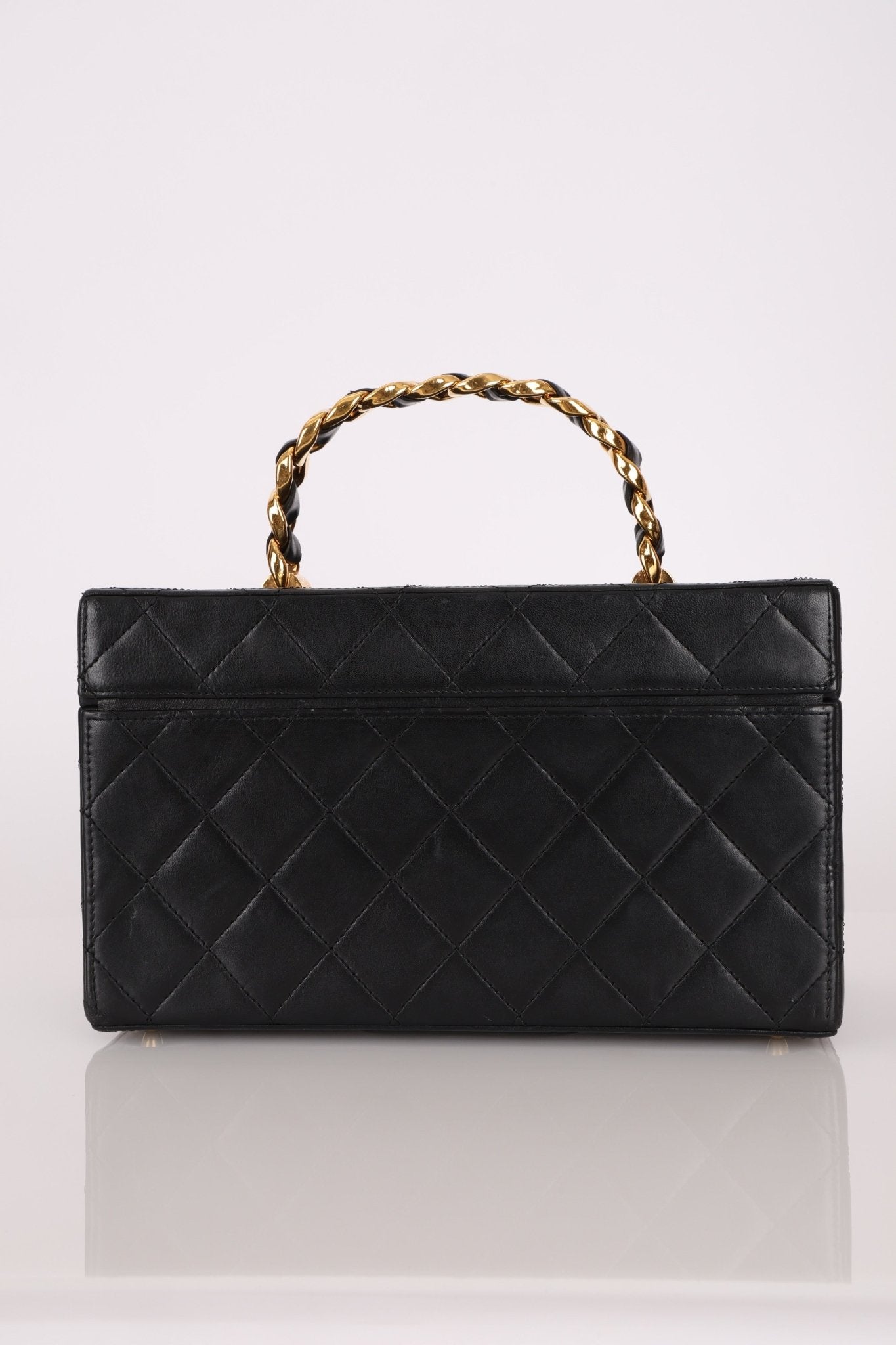 Ultra - Rare Chanel 1992 Lambskin Beauty Train Trunk Vanity Case 24K GP - FashioNica