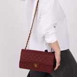 Ultra - Rare Chanel 1994 Burgundy Nylon Medium Classic Flap - FashioNica