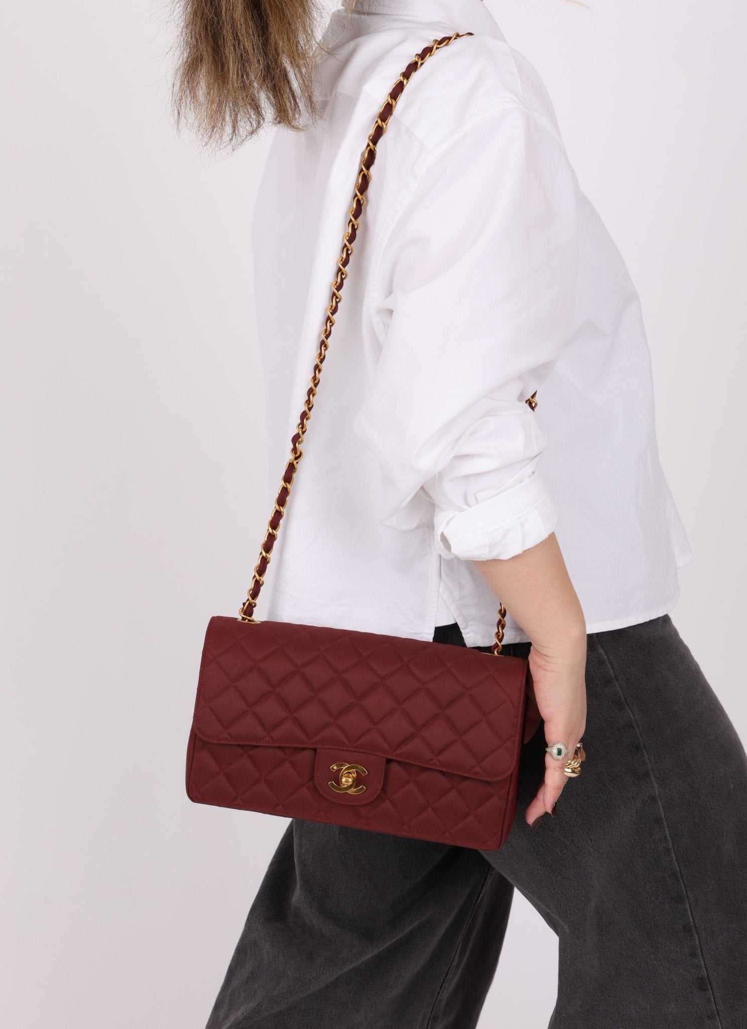 Ultra - Rare Chanel 1994 Burgundy Nylon Medium Classic Flap - FashioNica