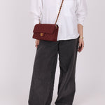 Ultra - Rare Chanel 1994 Burgundy Nylon Medium Classic Flap - FashioNica