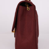Ultra - Rare Chanel 1994 Burgundy Nylon Medium Classic Flap - FashioNica
