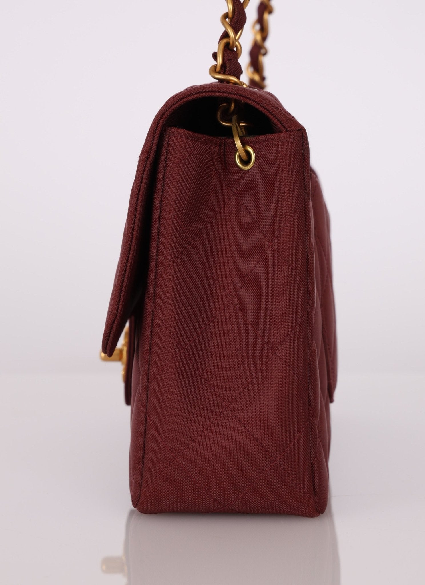 Ultra - Rare Chanel 1994 Burgundy Nylon Medium Classic Flap - FashioNica