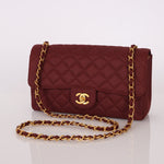 Ultra - Rare Chanel 1994 Burgundy Nylon Medium Classic Flap - FashioNica