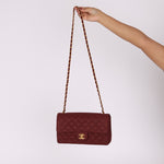 Ultra - Rare Chanel 1994 Burgundy Nylon Medium Classic Flap - FashioNica