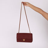 Ultra - Rare Chanel 1994 Burgundy Nylon Medium Classic Flap - FashioNica