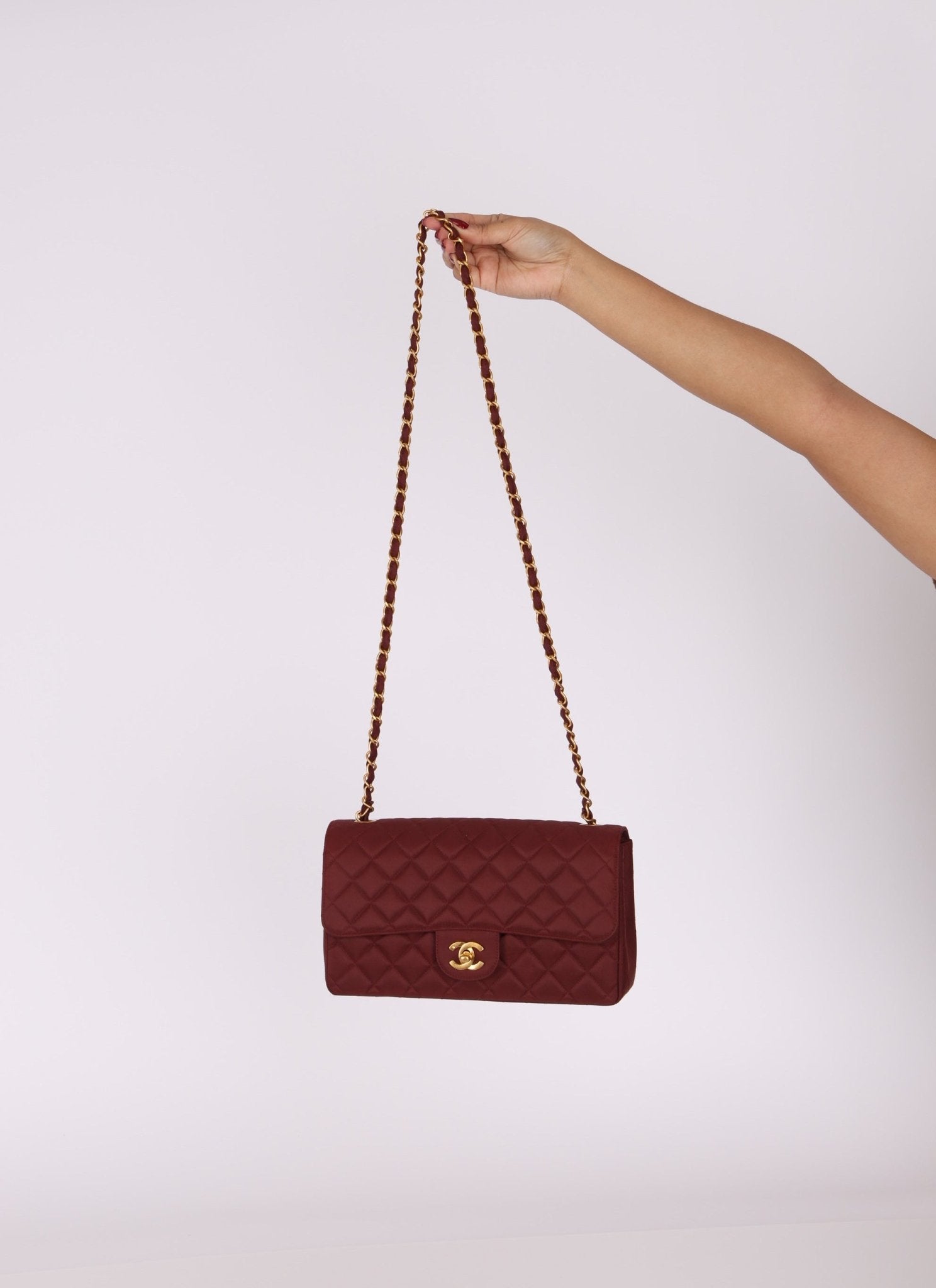 Ultra - Rare Chanel 1994 Burgundy Nylon Medium Classic Flap - FashioNica