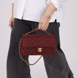 Ultra - Rare Chanel 1994 Burgundy Nylon Medium Classic Flap - FashioNica