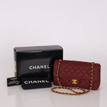 Ultra - Rare Chanel 1994 Burgundy Nylon Medium Classic Flap - FashioNica