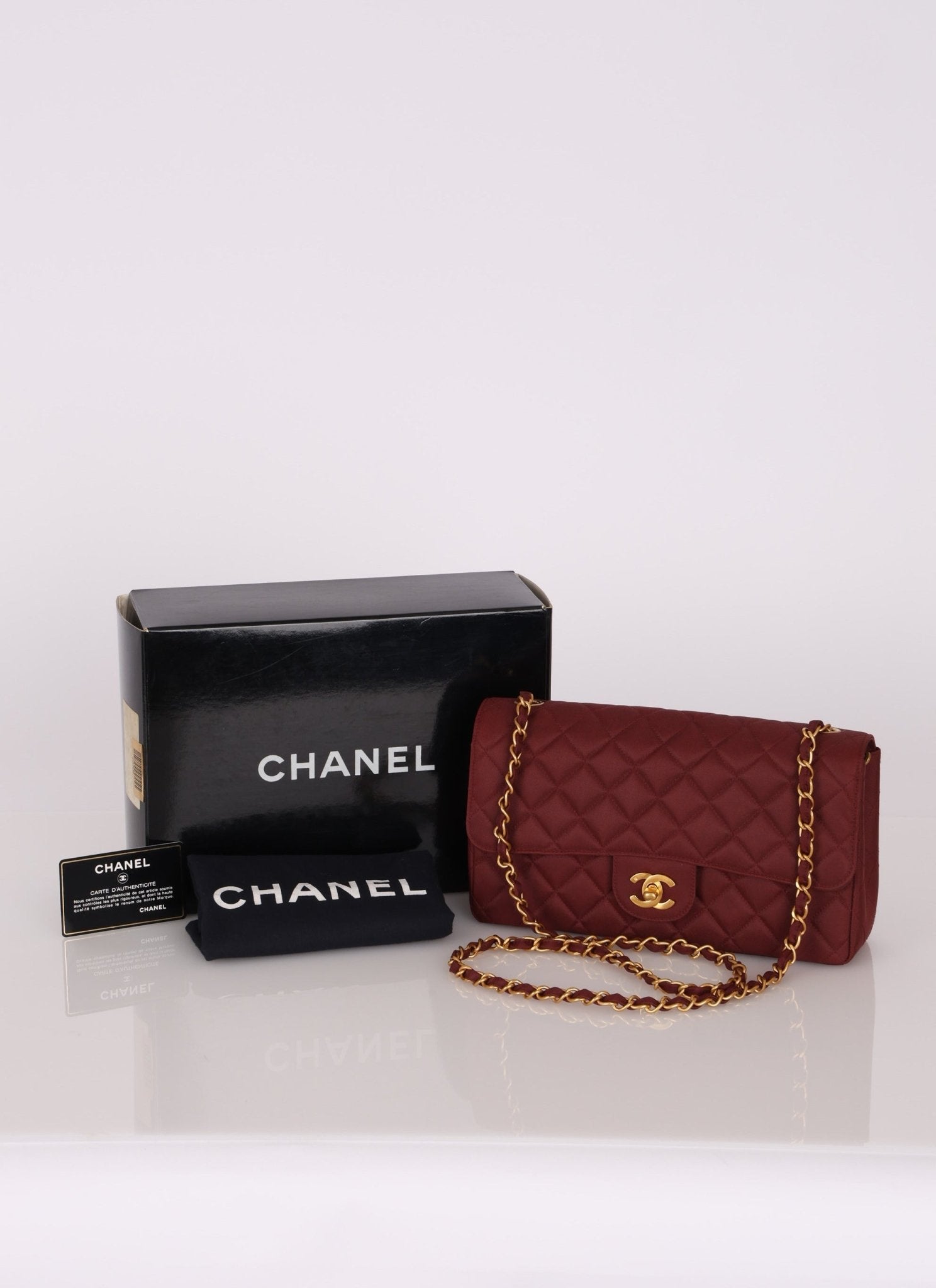 Ultra - Rare Chanel 1994 Burgundy Nylon Medium Classic Flap - FashioNica