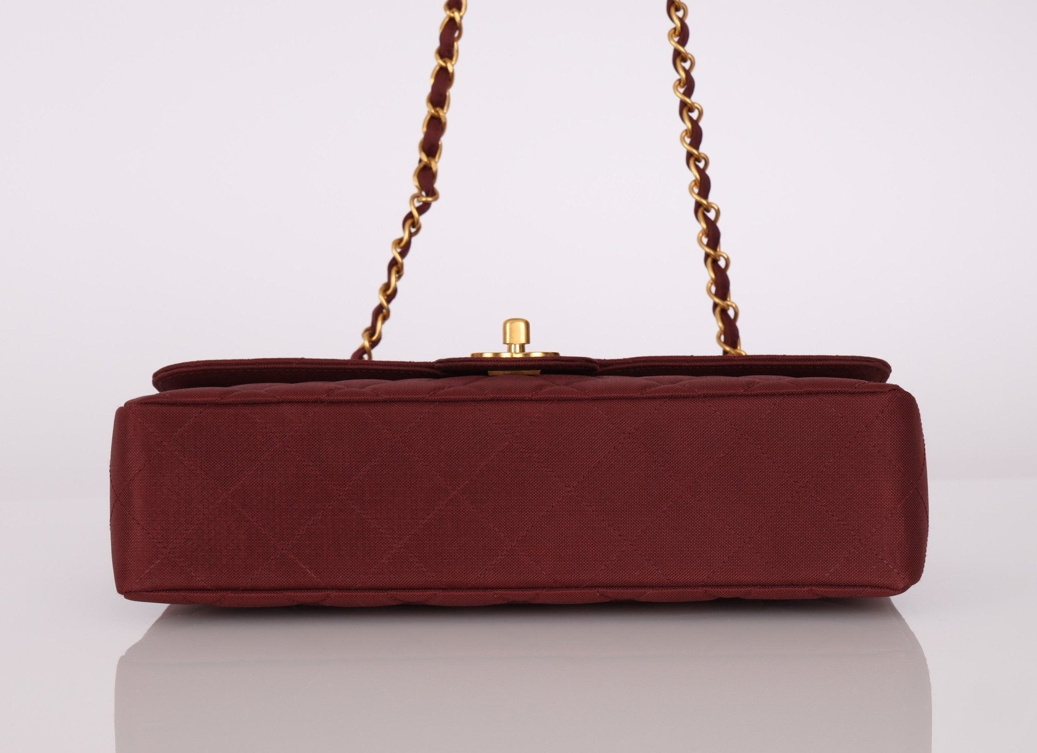 Ultra - Rare Chanel 1994 Burgundy Nylon Medium Classic Flap - FashioNica