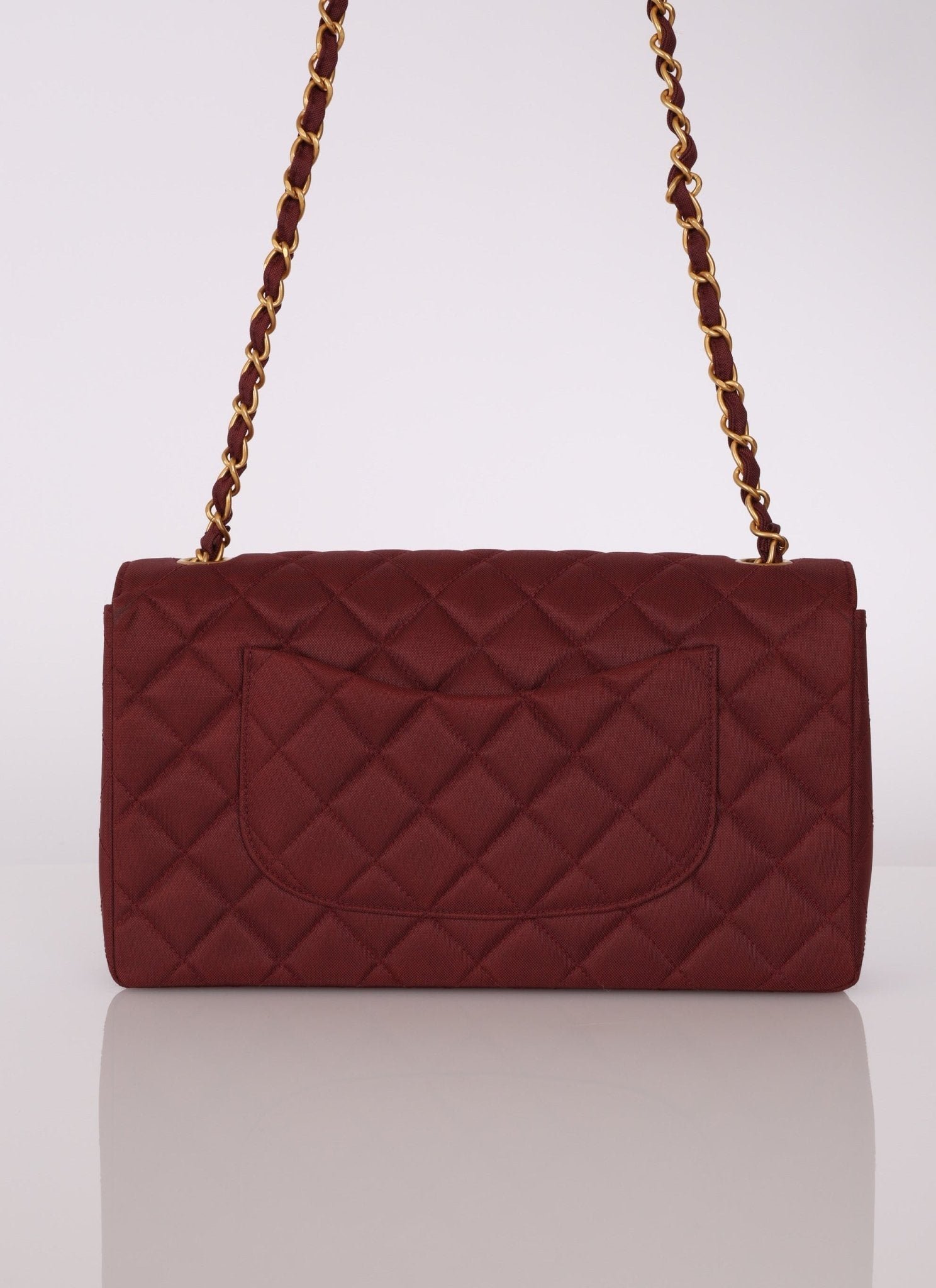 Ultra - Rare Chanel 1994 Burgundy Nylon Medium Classic Flap - FashioNica
