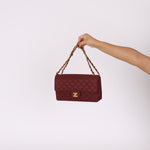 Ultra - Rare Chanel 1994 Burgundy Nylon Medium Classic Flap - FashioNica