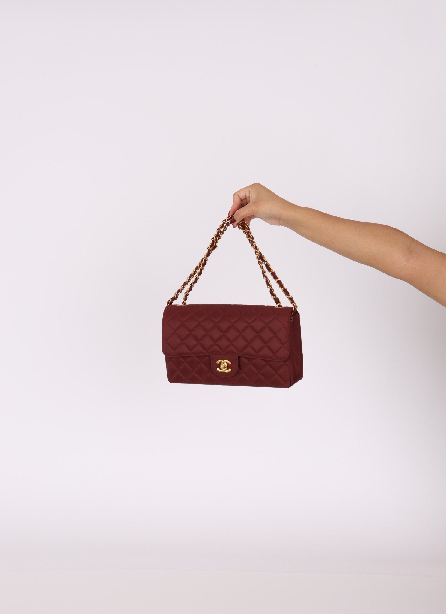 Ultra - Rare Chanel 1994 Burgundy Nylon Medium Classic Flap - FashioNica