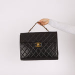 Ultra - Rare Chanel 1994 Lambskin Double - Sided Turnlock Chain Top Handle 24K GP - FashioNica