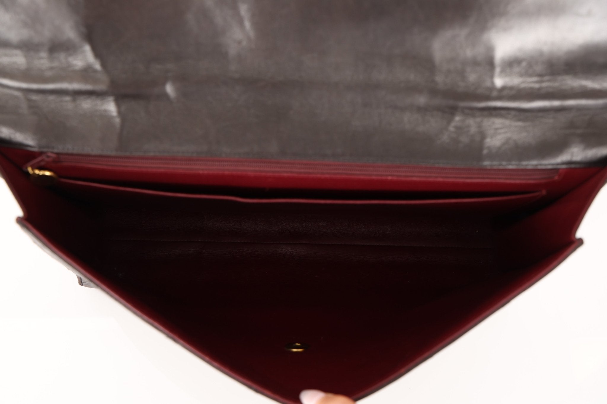 Ultra - Rare Chanel 1994 Lambskin Double - Sided Turnlock Chain Top Handle 24K GP - FashioNica