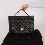 Ultra - Rare Chanel 1994 Lambskin Double - Sided Turnlock Chain Top Handle 24K GP - FashioNica