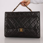 Ultra - Rare Chanel 1994 Lambskin Double - Sided Turnlock Chain Top Handle 24K GP - FashioNica