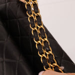 Ultra - Rare Chanel 1994 Lambskin Double - Sided Turnlock Chain Top Handle 24K GP - FashioNica