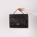 Ultra - Rare Chanel 1994 Lambskin Double - Sided Turnlock Chain Top Handle 24K GP - FashioNica
