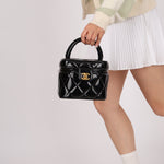 Ultra - Rare Chanel 1995 Patent Heart Mirror Turnlock Vanity 24K GP - FashioNica