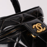 Ultra - Rare Chanel 1995 Patent Heart Mirror Turnlock Vanity 24K GP - FashioNica