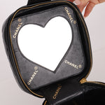 Ultra - Rare Chanel 1995 Patent Heart Mirror Turnlock Vanity 24K GP - FashioNica