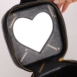 Ultra - Rare Chanel 1995 Patent Heart Mirror Turnlock Vanity 24K GP - FashioNica